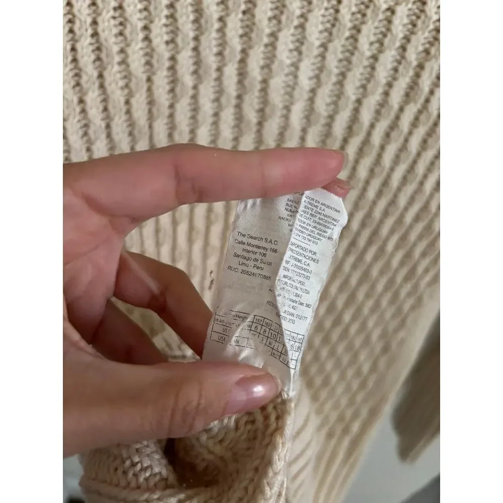 Rip Curl Sweater Women's Medium Beige Luna Pullover Chunky Knit Beach Pockets - Picture 9 of 9